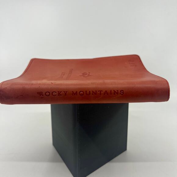 VTG Red Rust Leather Rocky Mountains Travel Journal w/ Map & Gold Leaf Pages - Picture 1 of 5